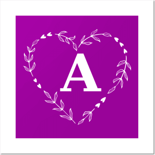 Letter A Floral Watercolor Monogram Posters and Art